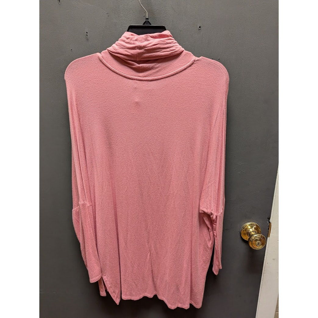 Caslon Oversie High Low Tunic Fleece Tunic Cowl Neck Long Sleeves Dropped Pink