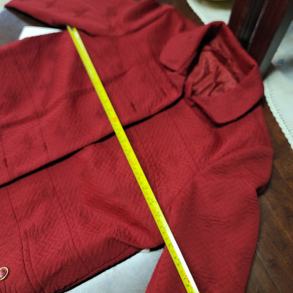 Vintage Roberta Lee LargeXL Burgundy Coat Polyester Textured Button Long Sleeve