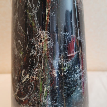 Vintage Art Deco Conical Glass Vase w/ Brass Collar Insert 13"