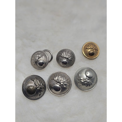 Lot of 6 Antique French Flaming Grenade Buttons Gendarmerie & National Guard
