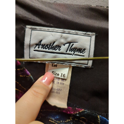 Another Thyme Vintage Size 18 Long sleeve dress knee length crushed velvet