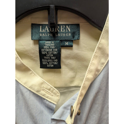Lauren Ralph Lauren Yellow Tuxedo Shirt Striped Blue Bib NWT Cotton Blouse