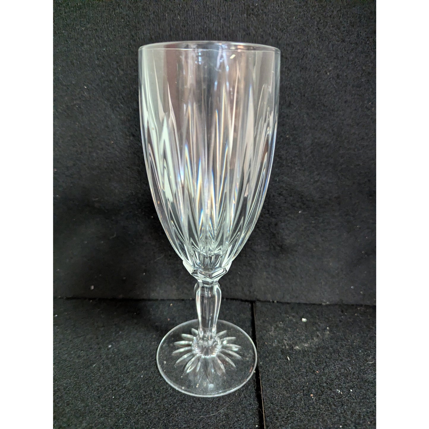 Vintage Clear Crystal Cut Tulip Stemmed Wine Glasses - Set of 7