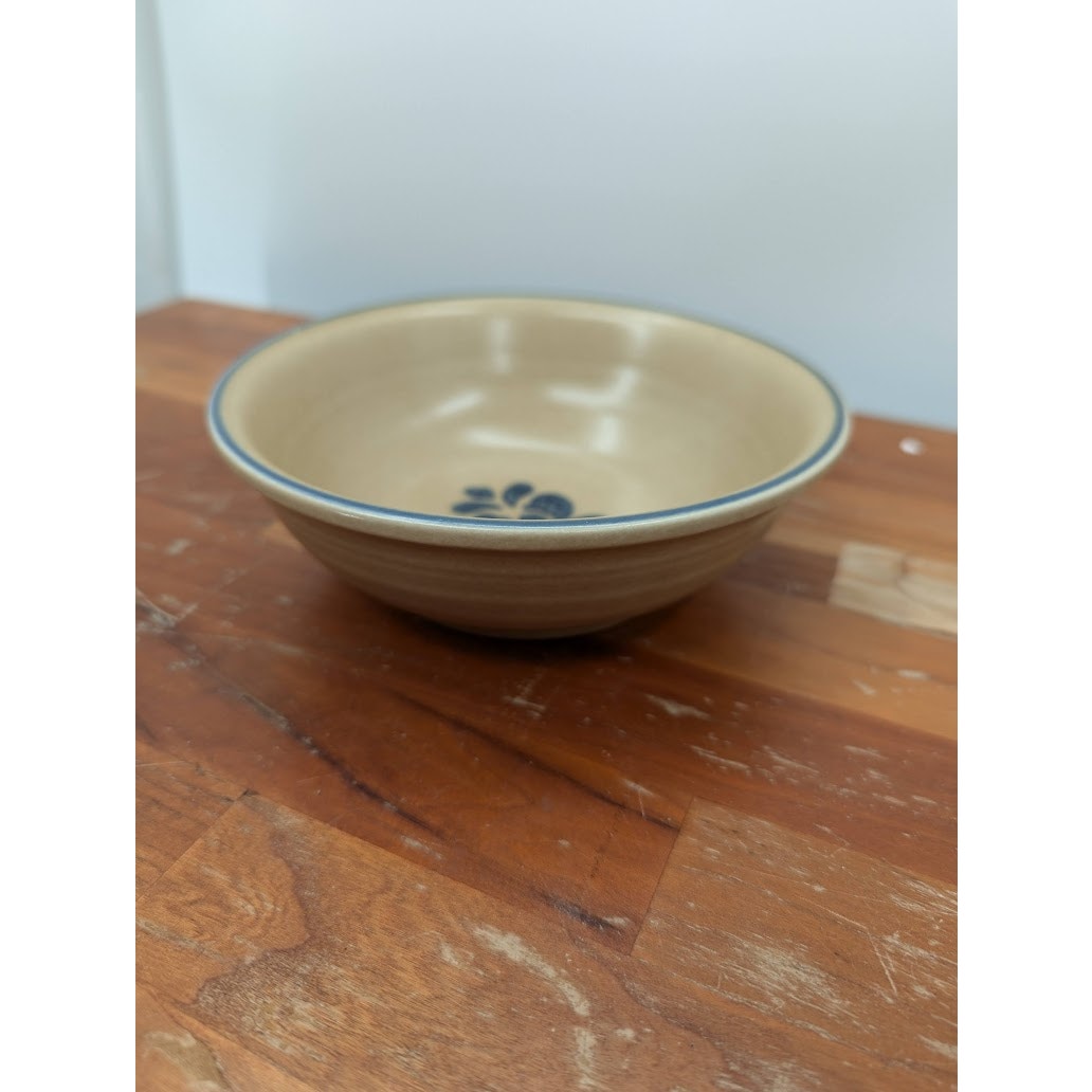 Pfaltzgraff 6" x 2" Cereal Berry Bowl Brown Blue Folk Art Vintage set of 4
