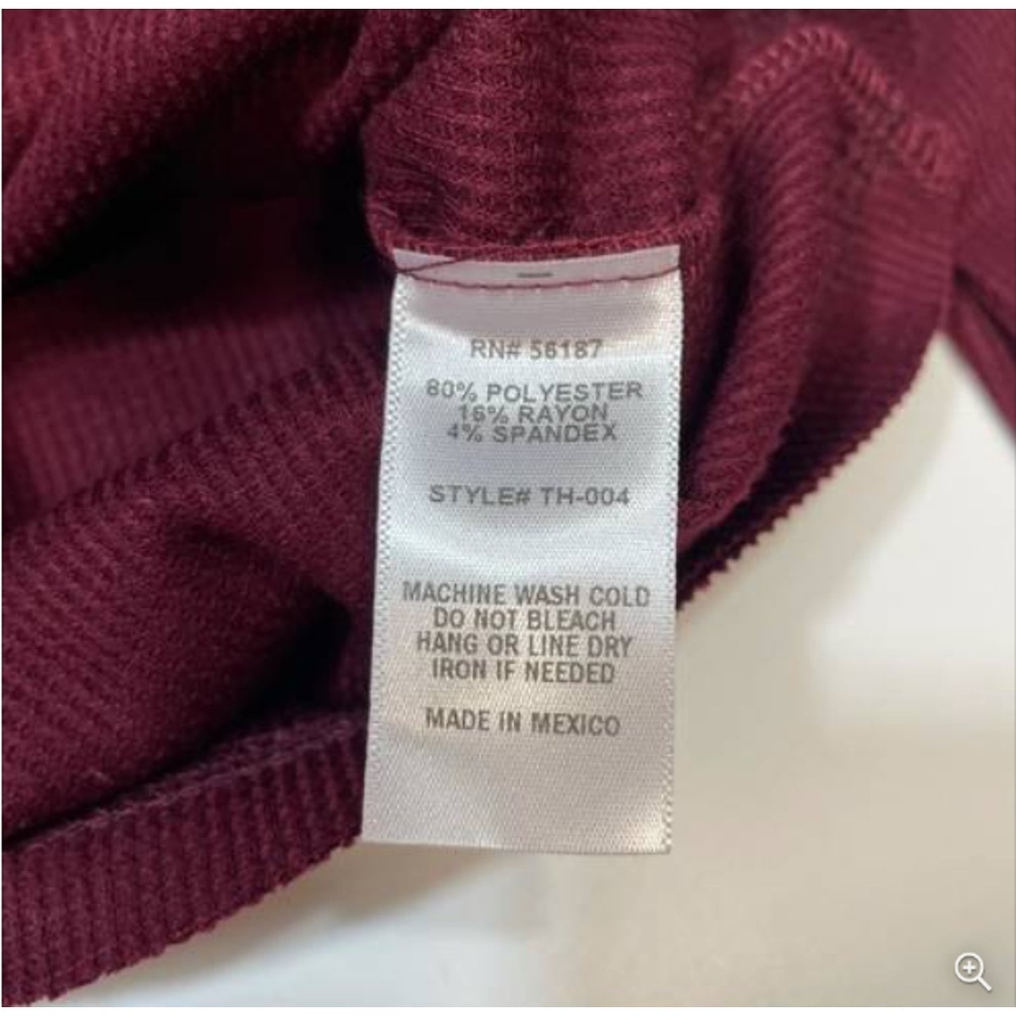 Baea bordeaux Flare Sleeve  SMALL V Neck Waffle Knit Thermal Top Shirt