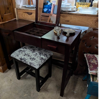 Secondhand Sandies: Vanity with pop up mirror and stool MAKEUP TABLE