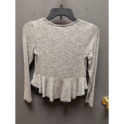 Love, Fire Girls' Heather Gray Lace-Trim Peplum Top NWT Size Medium