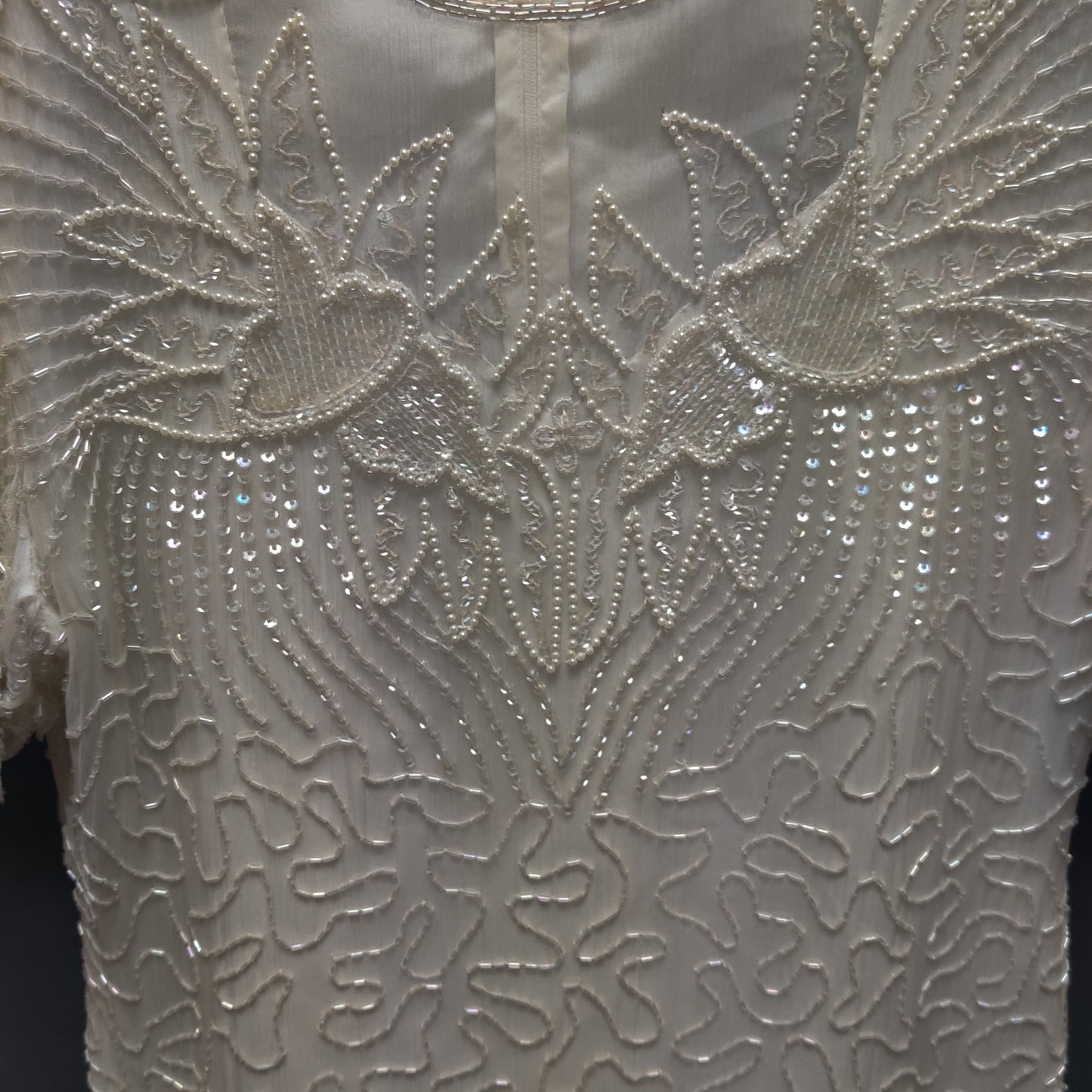 Denise Elle Vintage Heavy Beaded 100% Silk Cocktail Dress XXL