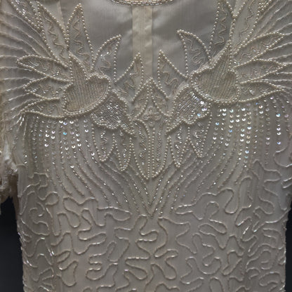 Denise Elle Vintage Heavy Beaded 100% Silk Cocktail Dress XXL