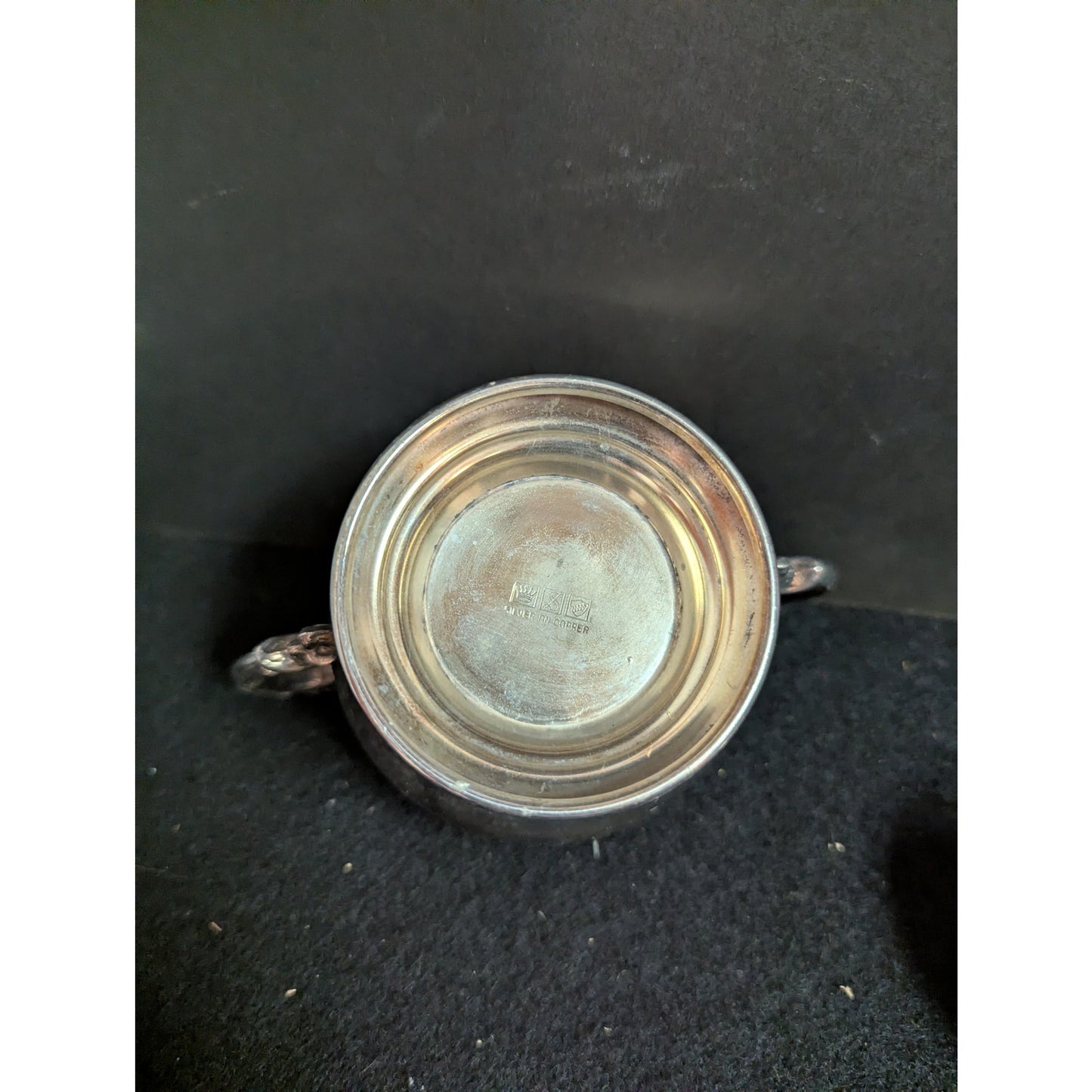 Vintage Antique Silver on Copper Lidded Sugar Bowl Condiment Pot