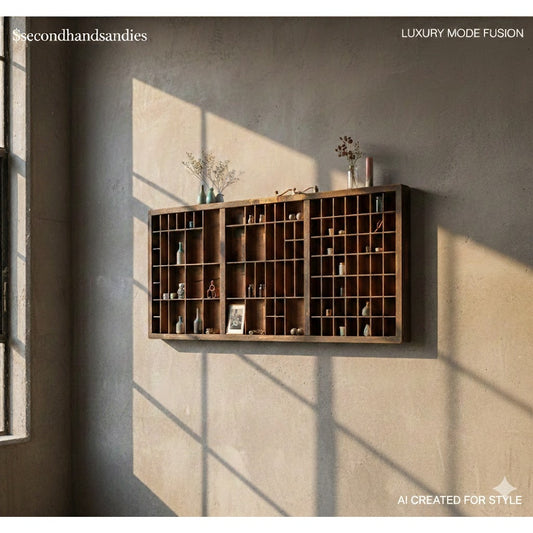 Antique Industrial Printer’s Shadow Box / Type Set Drawer 32 3/4" x 14.6" x 2"