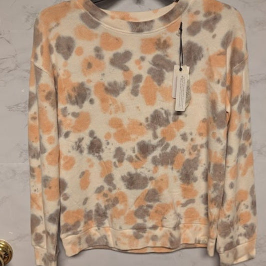 NEW treasure bond tie dye sweatshirt youth size large ( 10-12) gray peach crew