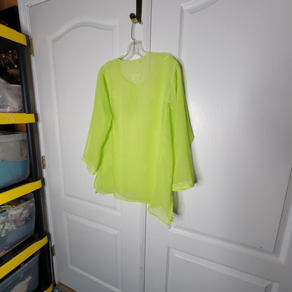 Vintage Sheer Chiffon Boho Blouse Size 48  US Size XL Tunic Layering