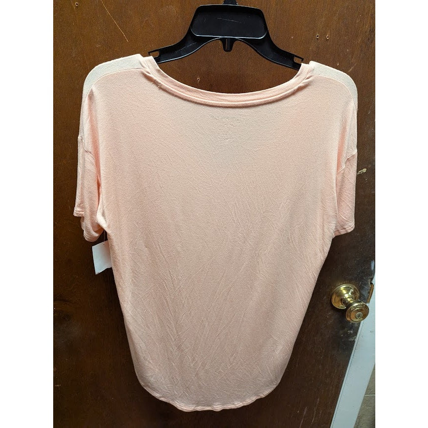 NEW American Eagle Vneck short sleeve round hem tee shirt Tshirt Size XS peach