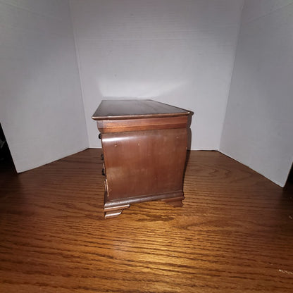 Vintage Wooden Jewelry Box Chest With Red Velvet Interior Multi-Drawer Storage