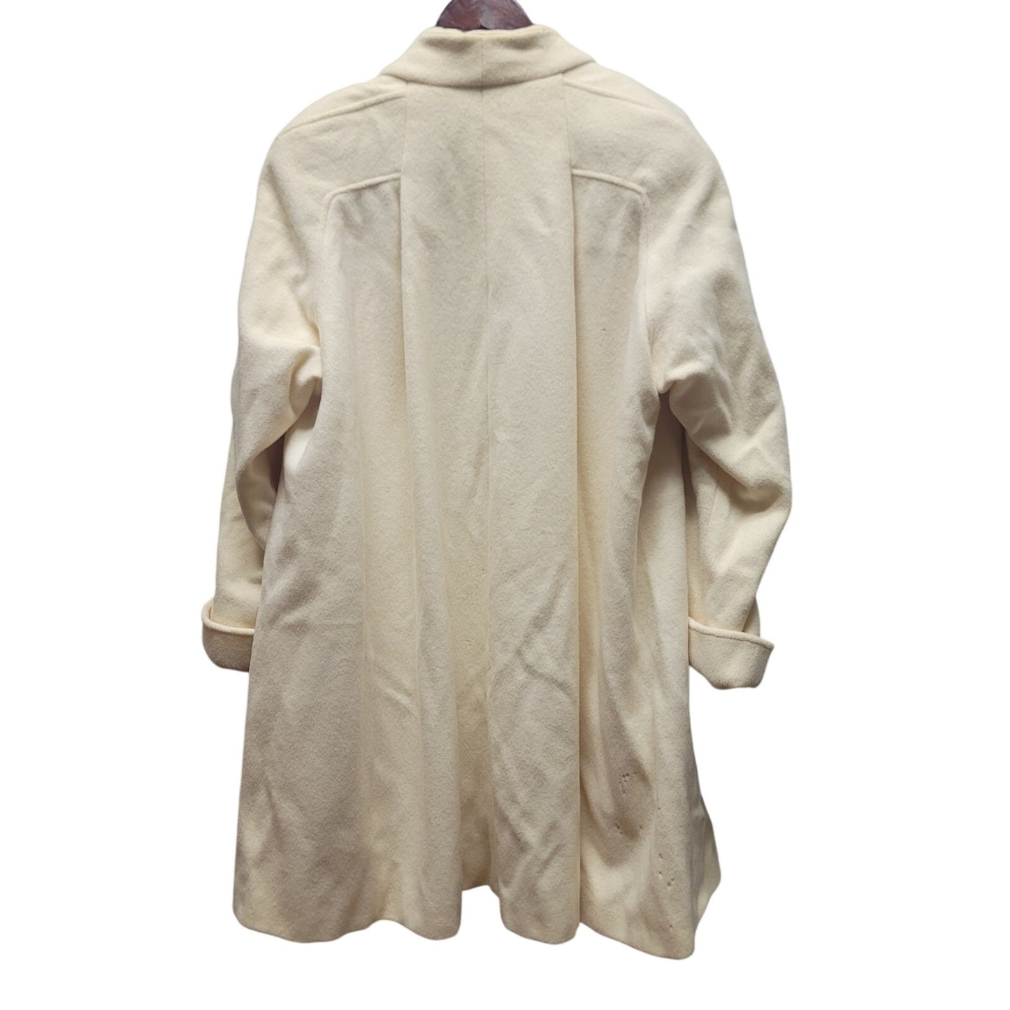 Vintage Cream Pure Wool Swing Coat Classic Minimalist Elegant Winter Overcoat 12