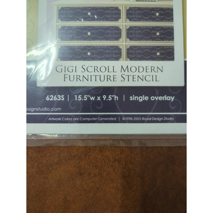 Royal Design Studio Gigi Scroll Modern Furniture Stencil #62635 11.5 X 5.2 Craft