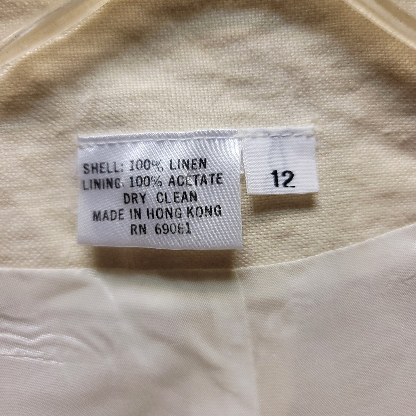 Vintage Pair of linen blazers cream pink Womens Size 12 shoulder pads lined