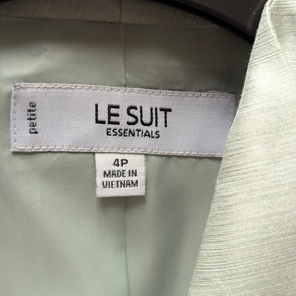 Le Suit Essentials Mint Green Shimmer Blazer Size 4P Core Professional Jacket
