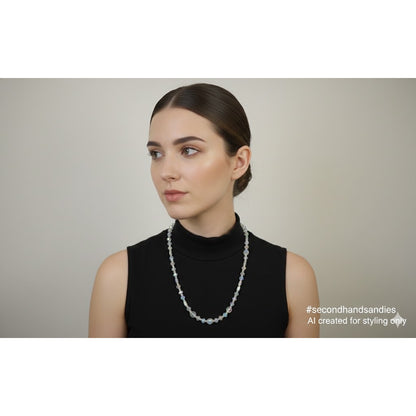 Vintage AB Aurora Borealis Mixed Shape Crystal Bead Necklace 18"