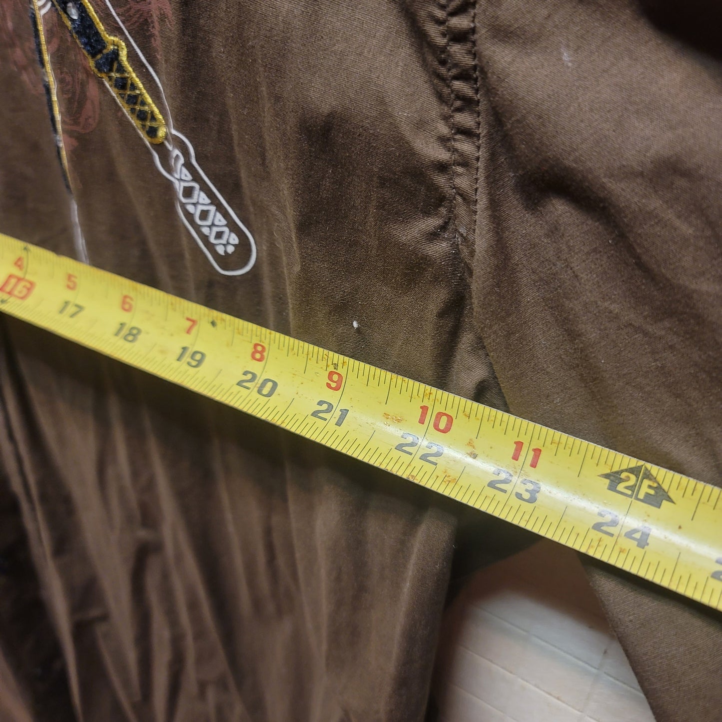 Victorious Brown shirt mens long sleeve Size 3X Button Down Collar Patches