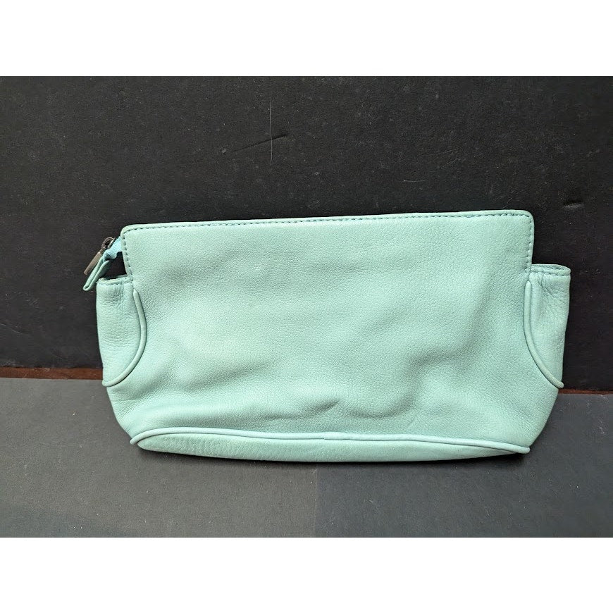 LONGABERGER So Rachel Clutch Woven Robin Egg Blue Leather Handbag Purse