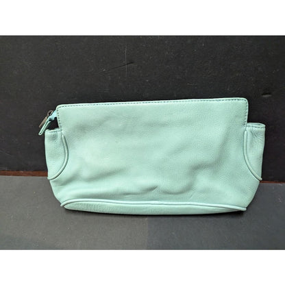 LONGABERGER So Rachel Clutch Woven Robin Egg Blue Leather Handbag Purse