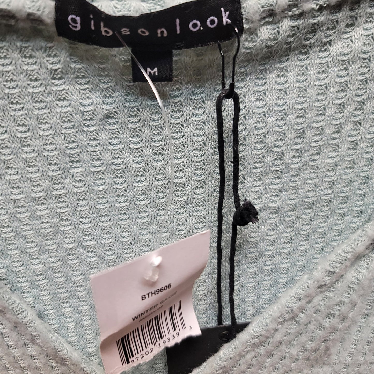 Gibsonlook wintersage Green Hoodie kangaroo pocket Waffle Weave Shirt Medium Top
