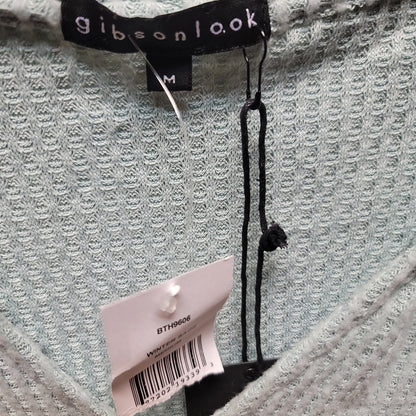 Gibsonlook wintersage Green Hoodie kangaroo pocket Waffle Weave Shirt Medium Top