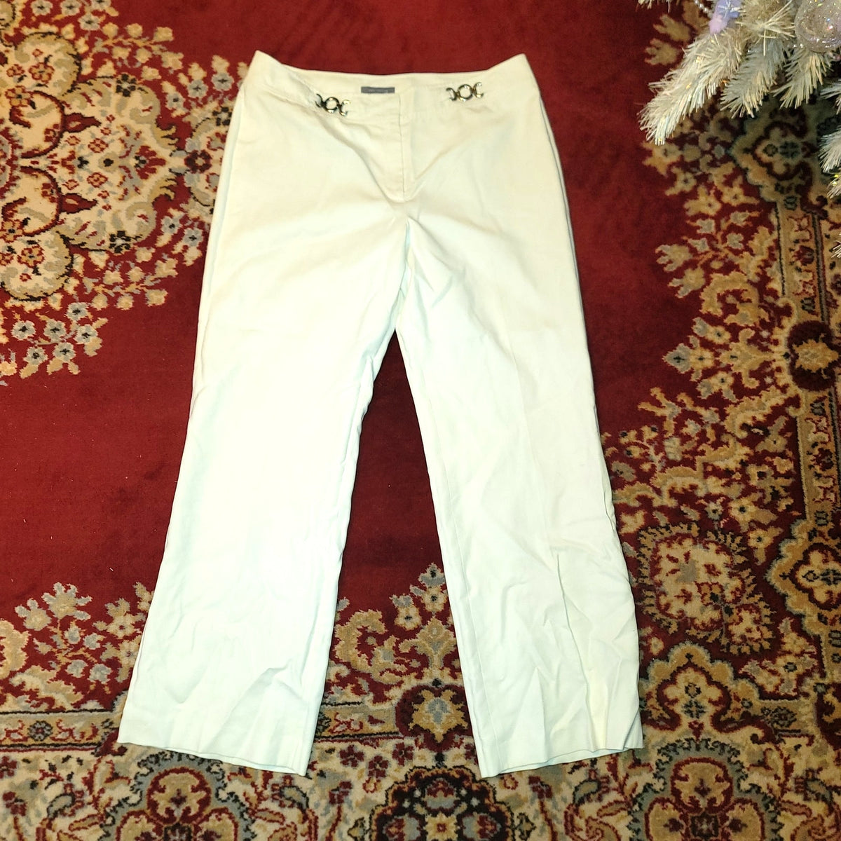 Ann Taylor Loft Flare Leg Pants Fully Lined Ivory size XL career 36" Waist