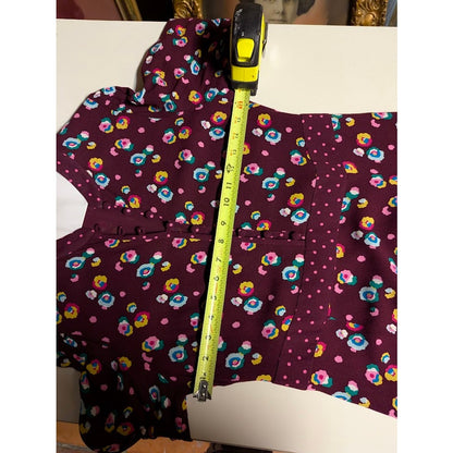 Boden Christina Dress Floral Print Size 6 R Long Sleeve Burgundy Knee Length