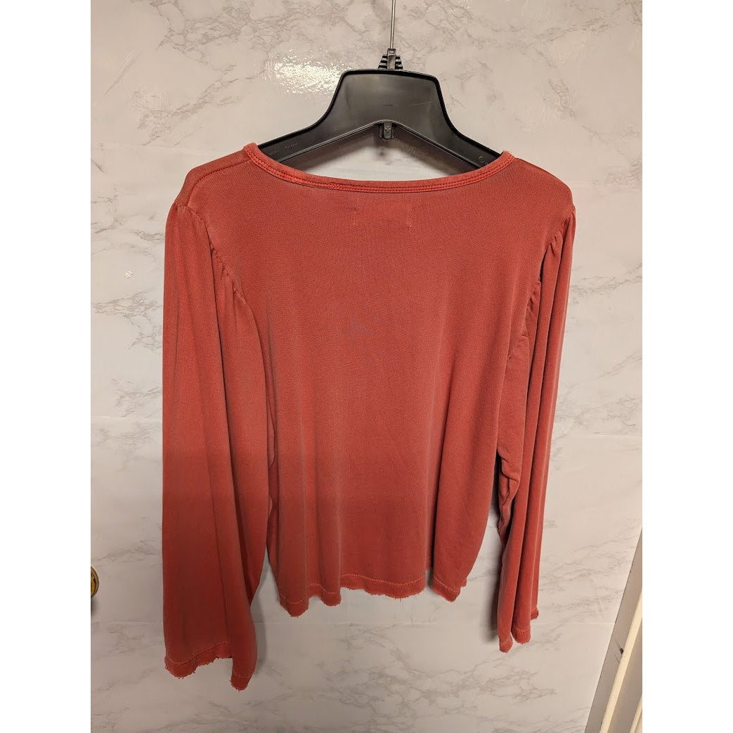 Treasure Bond Size XL (14-16) youth girls cotton long sleeve top Red weathered