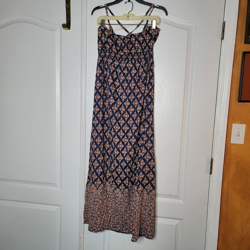 Angie Summer Dress Size Large Boho MAXI elastic back straps