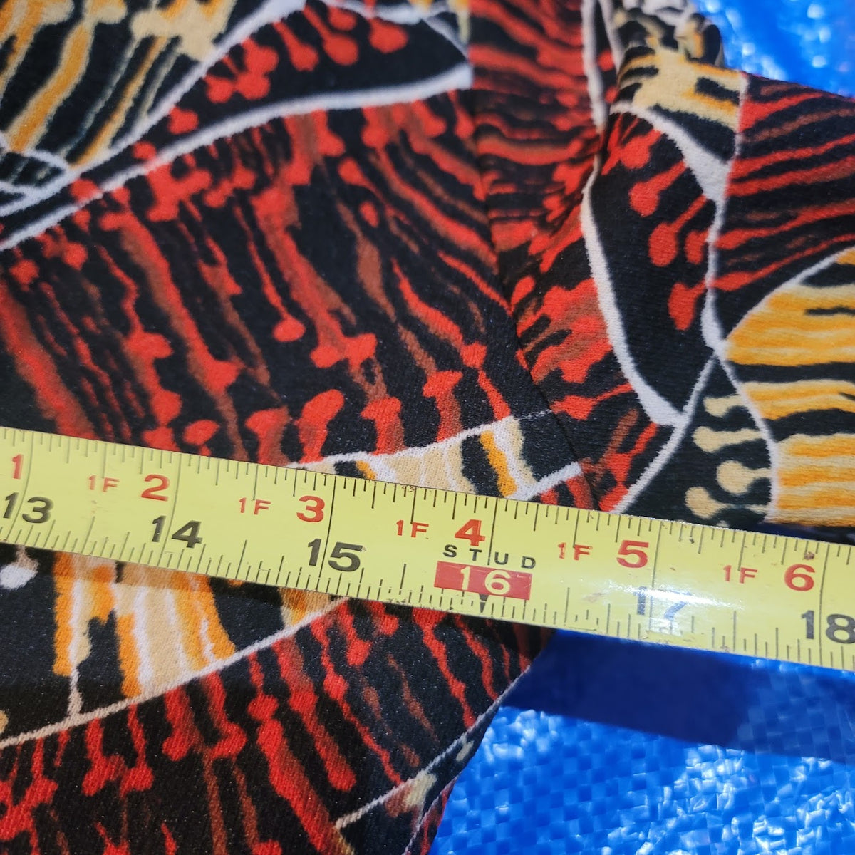 Vintage Geometric Gold Red Black 1960s Mini Dress Long Sleeve Medium button