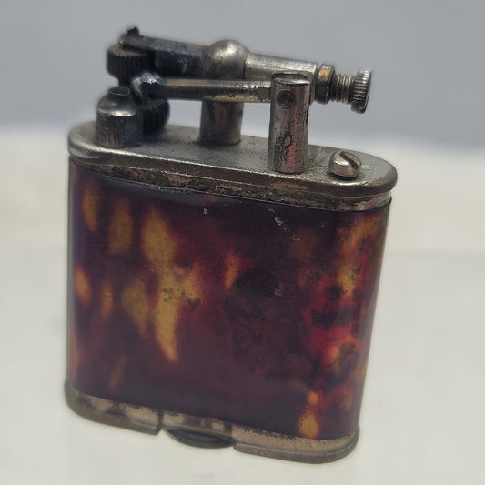 Vintage Thorens Style Lift Arm Pocket Lighter Antique Tortoiseshell Art Deco