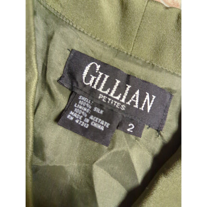 Vintage 80s Gillian Petites Olive Silk Blazer Faux Wrap Dress 2 Petite Career