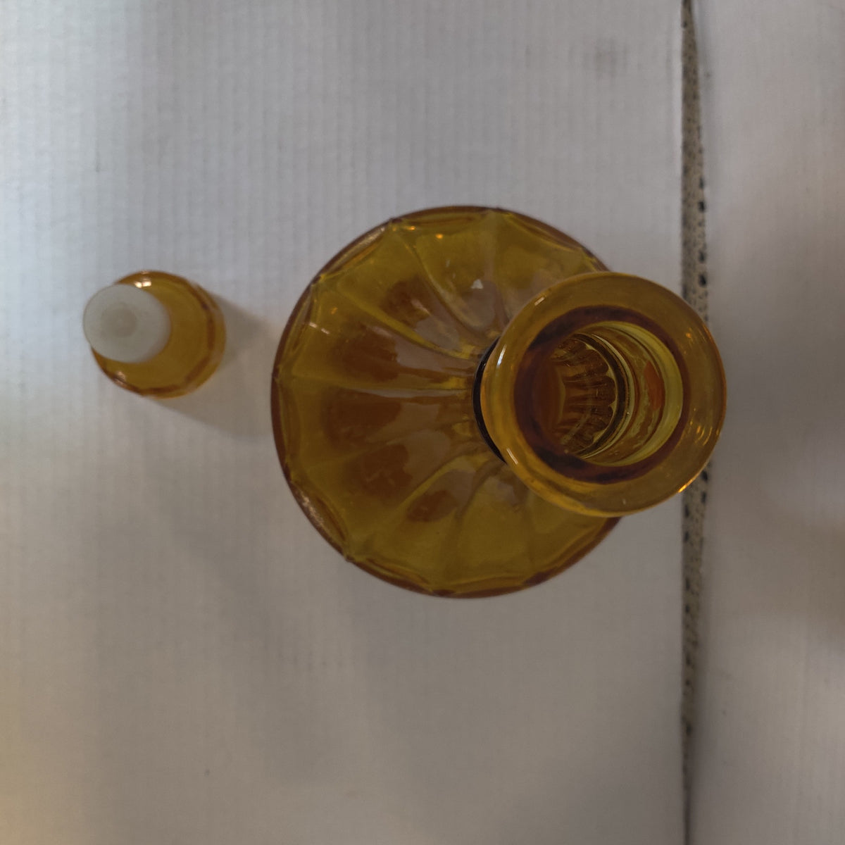 Vintage Empoli "Diamond Point Optic" Amber Glass Genie Decanter with Stopper