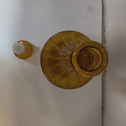 Vintage Empoli "Diamond Point Optic" Amber Glass Genie Decanter with Stopper
