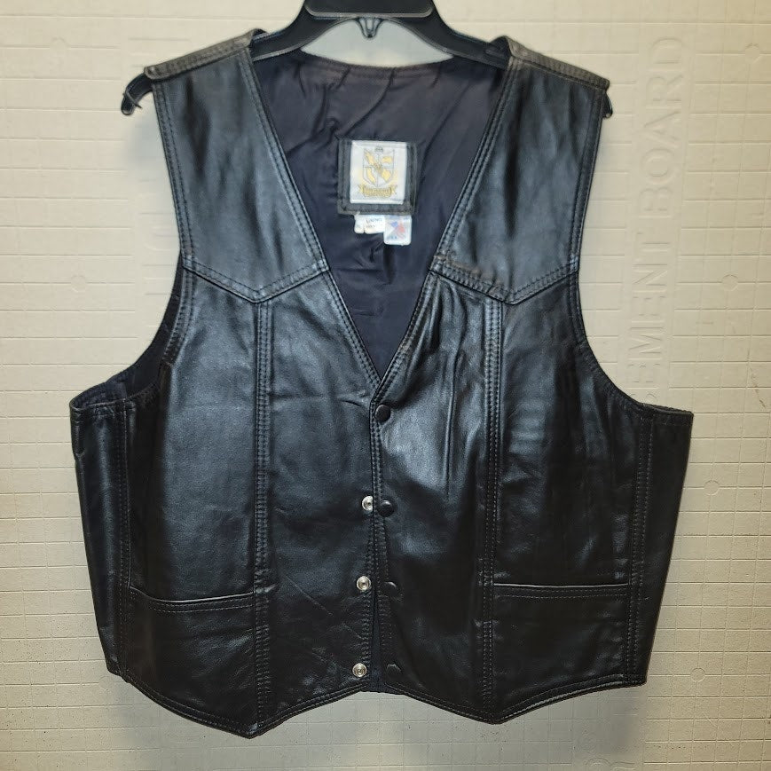 Fine Leather Brand Since 1965 Mens Moto Size XL leather black vest Club Style