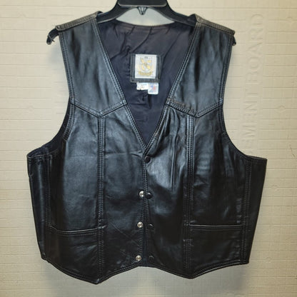 Fine Leather Brand Since 1965 Mens Moto Size XL leather black vest Club Style