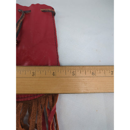 Vintage red marble bag drawstring top fringe bottom