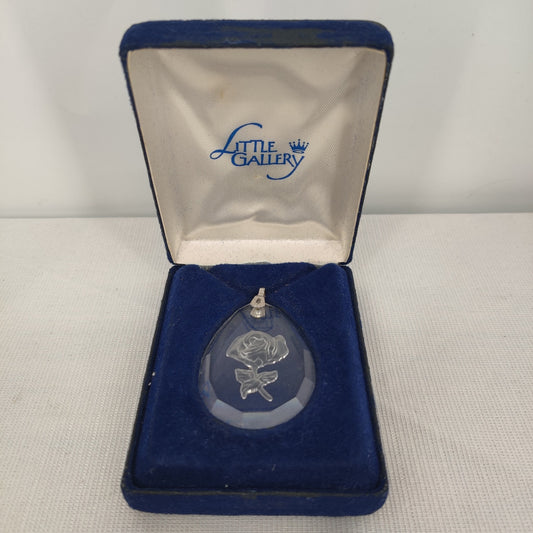 Little Gallery Faceted Lead Crystal Rose Pendant Necklace Hallmark