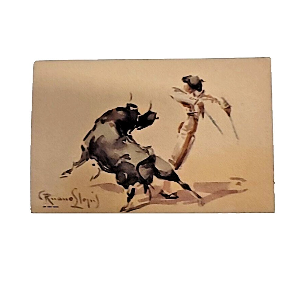 Vintage Picadores Bullfighting Carlos Ruano Llopis LITO Leosa Mexico Postcard