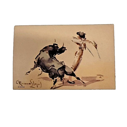 Vintage Picadores Bullfighting Carlos Ruano Llopis LITO Leosa Mexico Postcard