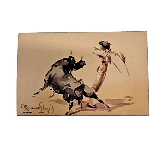 Vintage Picadores Bullfighting Carlos Ruano Llopis LITO Leosa Mexico Postcard