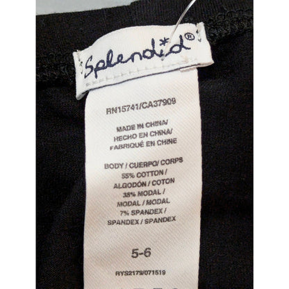 Splendid Girls Black Stretch Cotton Modal Ribbed Knit Leggings Size 5-6 NWT