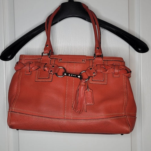 Coach Hamptons braided leather satchel bag tote purse Shoulder Top Handle