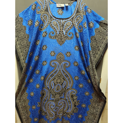 Ey Signature Blue Gold Black casual boho One Size Fits Most Kaftan LONG MUUMUU