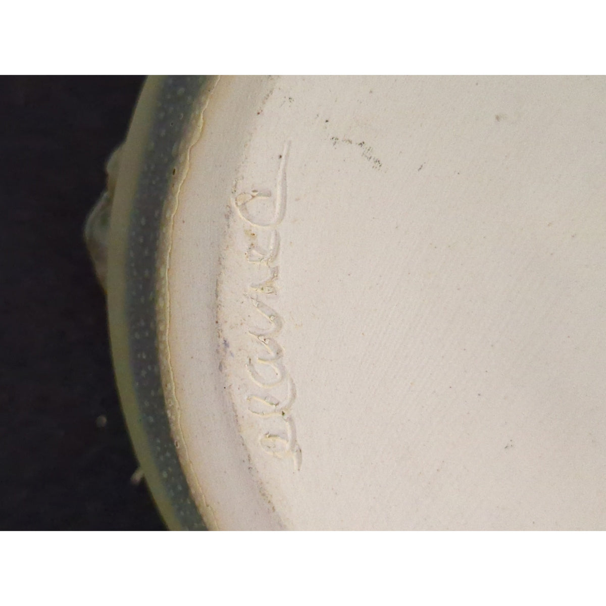 Art Studio Handmade Pottery Signed Elaine Handheld candle holder