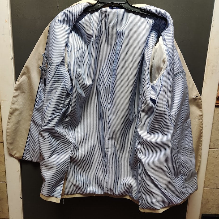 Alan Flusser Tan Cotton Blazer 46R Preppy Ivy League Sport Coat